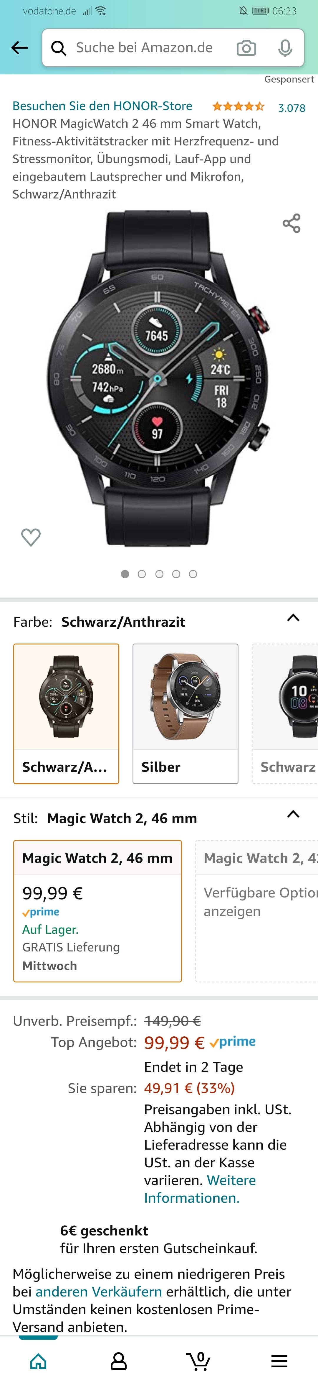 Angebot] Die Magic Watch 2 für 99€ bei Amazon | HONOR CLUB (DE)