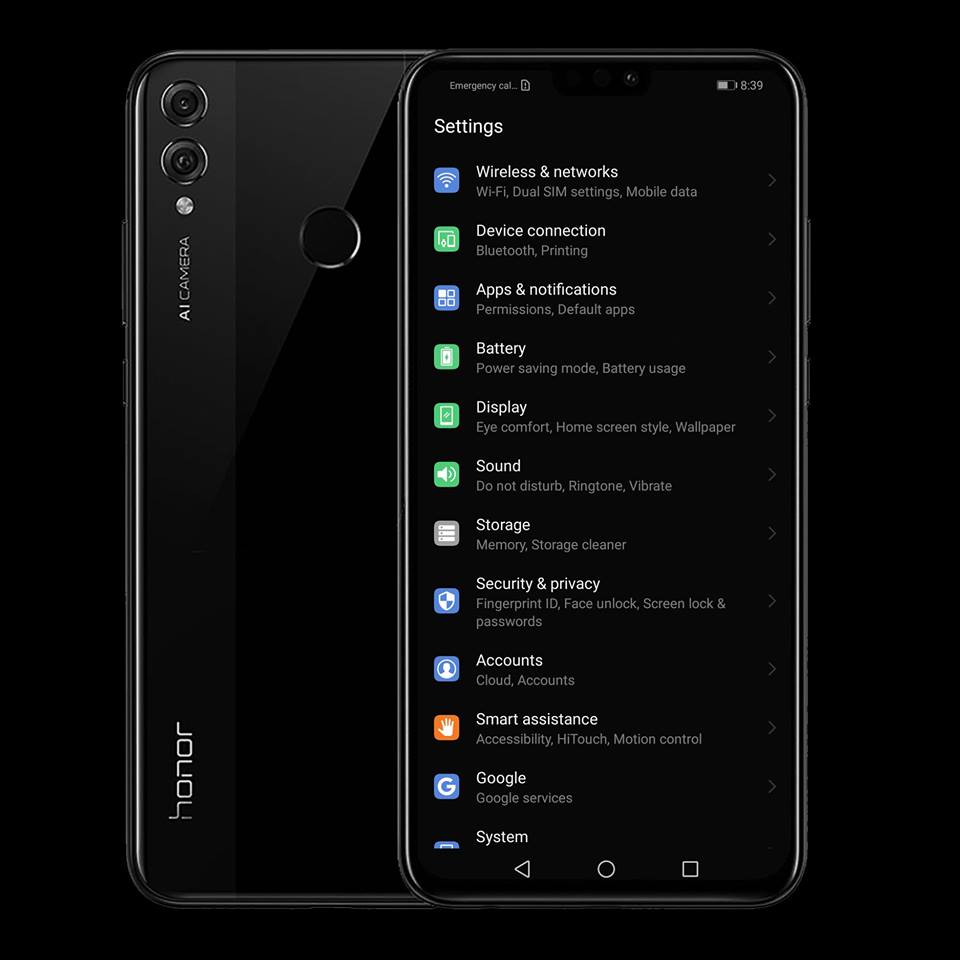 Tema-oscuroazul-del-Honor-8X-para-EMUI-5882-Tema-por-defecto-pero