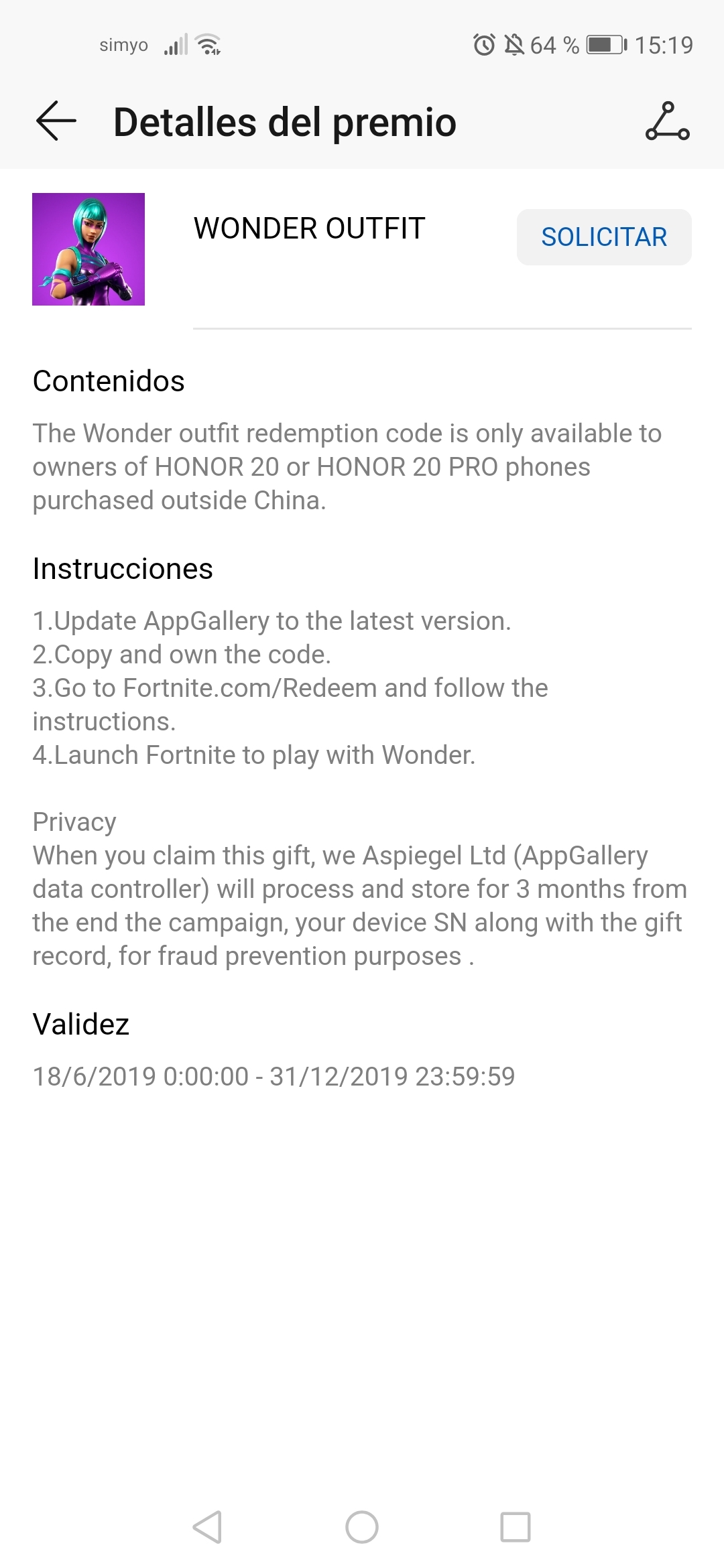 Appgallery Fortnite Codes Porque No Me Sale El Codigo De La Skin Wonder De Fortnite