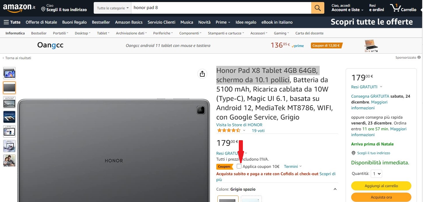 pspan-stylefont-size18pxSegnalo-su-Amazon-lemstrongHONOR-Pad-X8-Lite