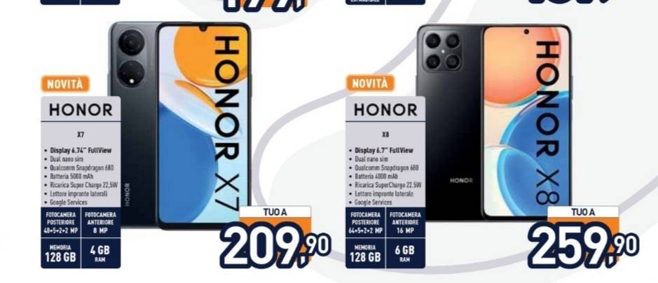 HONOR X7 e X8 nei volantini Unieuro | HONOR CLUB (IT)