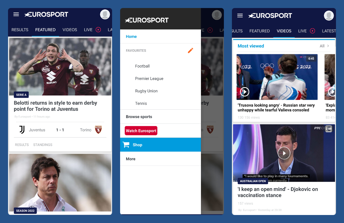 App of the Week Eurosport Live, News and Scores App HONOR CLUB (UK)